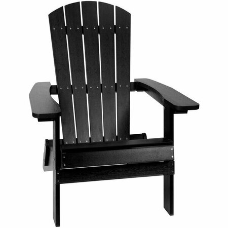 FLASH FURNITURE Charlestown Black Faux Wood Folding Adirondack Chair 354JJC1450BK